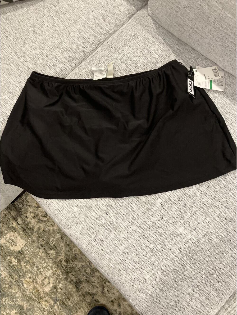 NWT 24th & Ocean Black Swim Skirt w/Attached Bottoms Size L
